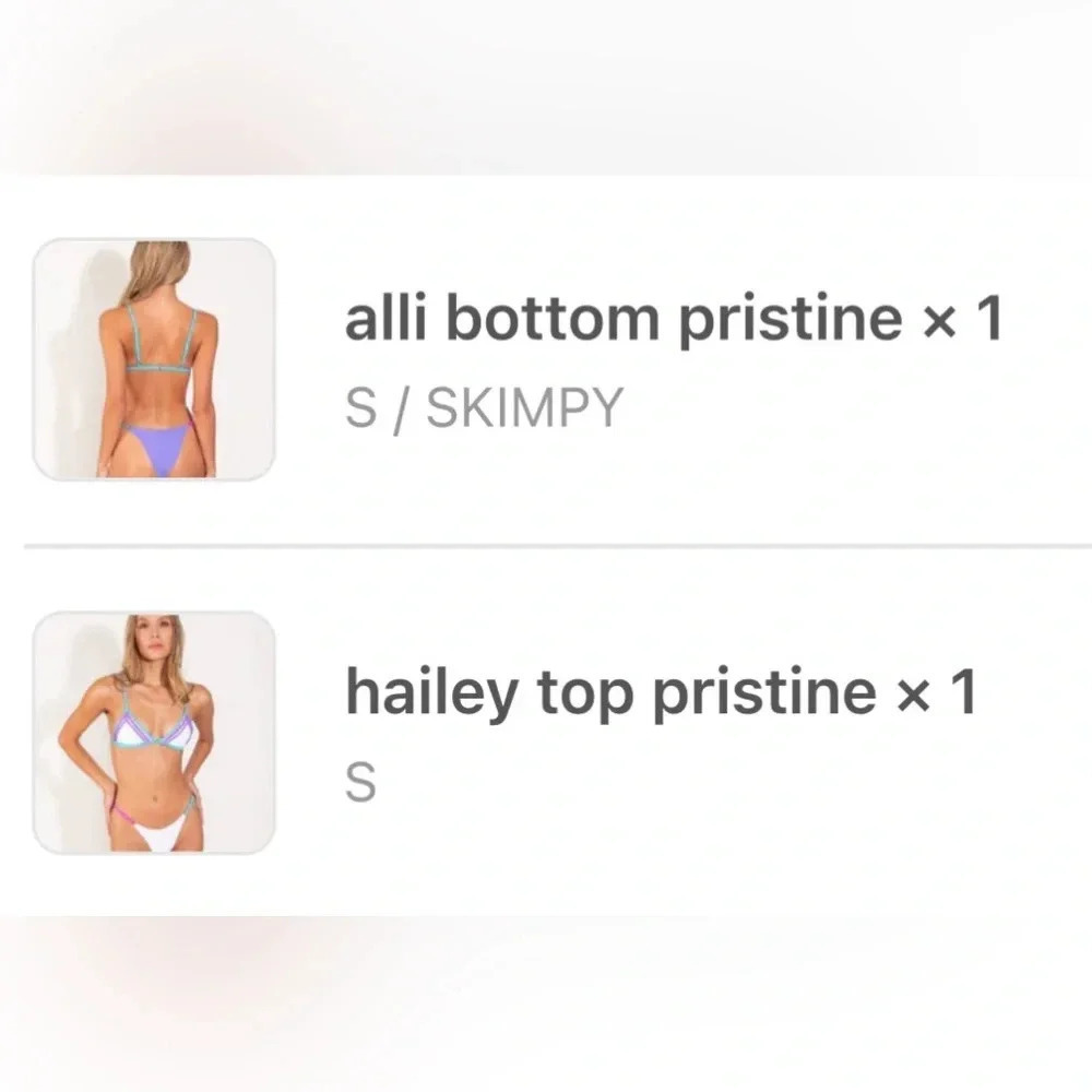 NWT OneOne Swimwear Bikini Set Pristine Hailey Alli Skimpy NEW White Small Blue - Picture 5 of 5